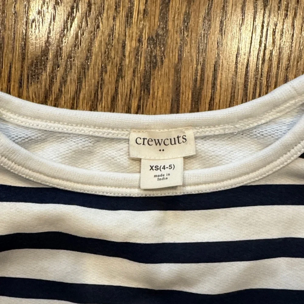 Crewcuts Striped Navy and Pink  sweatshirt dress wilth Tulle - Picture 2 of 7